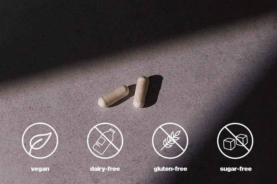 An infographic for the Evolis Let Their Be Hair Supplements (vegan, dairy-free, gluten-free, & sugar-free)